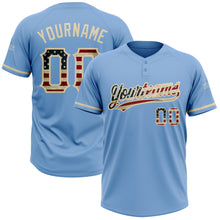 Load image into Gallery viewer, Custom Light Blue Vintage USA Flag-City Cream Two-Button Unisex Softball Jersey
