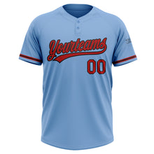 Laden Sie das Bild in den Galerie-Viewer, Custom Light Blue Red-Black Two-Button Unisex Softball Jersey
