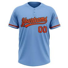 Laden Sie das Bild in den Galerie-Viewer, Custom Light Blue Orange-Black Two-Button Unisex Softball Jersey
