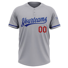 Load image into Gallery viewer, Custom Gray Royal-Red Two-Button Unisex Softball Jersey
