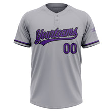 Load image into Gallery viewer, Custom Gray Purple-Black Two-Button Unisex Softball Jersey
