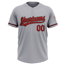 Load image into Gallery viewer, Custom Gray Red-Black Two-Button Unisex Softball Jersey
