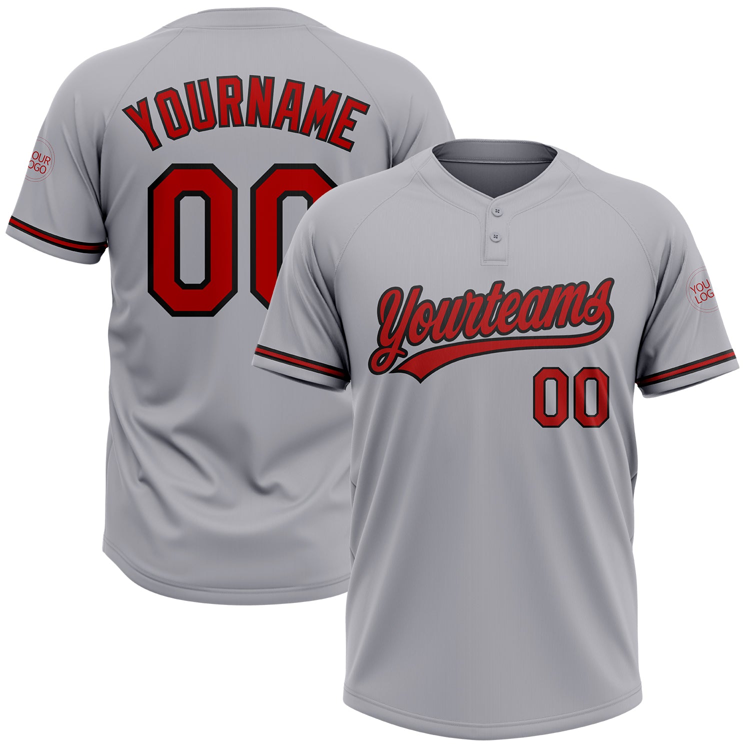 Cheap Custom Gray Red-Black Two-Button Unisex Softball Jersey Free Shipping  – CustomJerseysPro