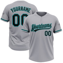 Load image into Gallery viewer, Custom Gray Black-Teal Two-Button Unisex Softball Jersey

