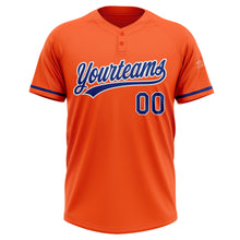Laden Sie das Bild in den Galerie-Viewer, Custom Orange Royal-White Two-Button Unisex Softball Jersey
