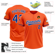 Laden Sie das Bild in den Galerie-Viewer, Custom Orange Royal-White Two-Button Unisex Softball Jersey
