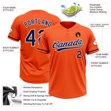 Load image into Gallery viewer, Custom Orange Navy-White Two-Button Unisex Softball Jersey
