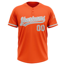 Laden Sie das Bild in den Galerie-Viewer, Custom Orange Gray-White Two-Button Unisex Softball Jersey
