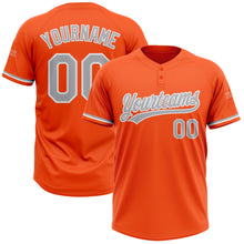 Загрузить изображение в средство просмотра галереи, Custom Orange Gray-White Two-Button Unisex Softball Jersey
