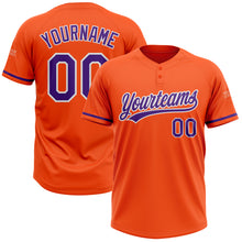 Laden Sie das Bild in den Galerie-Viewer, Custom Orange Purple-White Two-Button Unisex Softball Jersey

