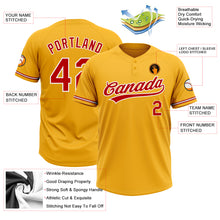 Load image into Gallery viewer, Custom Gold Red-White Two-Button Unisex Softball Jersey
