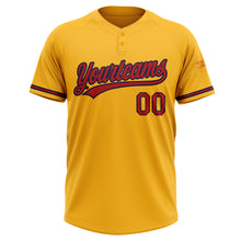 Laden Sie das Bild in den Galerie-Viewer, Custom Gold Red-Navy Two-Button Unisex Softball Jersey
