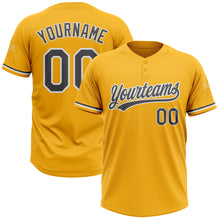 Charger l&#39;image dans la galerie, Custom Gold Steel Gray-White Two-Button Unisex Softball Jersey
