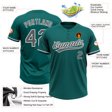 Load image into Gallery viewer, Custom Teal Steel Gray-White Two-Button Unisex Softball Jersey
