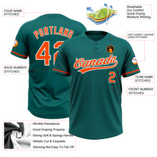 Load image into Gallery viewer, Custom Teal Orange-White Two-Button Unisex Softball Jersey
