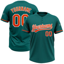 Load image into Gallery viewer, Custom Teal Orange-White Two-Button Unisex Softball Jersey
