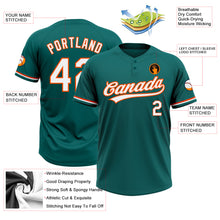 Load image into Gallery viewer, Custom Teal White-Orange Two-Button Unisex Softball Jersey
