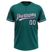 Load image into Gallery viewer, Custom Teal White-Navy Two-Button Unisex Softball Jersey
