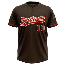 Laden Sie das Bild in den Galerie-Viewer, Custom Brown Red-Cream Two-Button Unisex Softball Jersey
