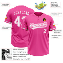 Laden Sie das Bild in den Galerie-Viewer, Custom Pink White Two-Button Unisex Softball Jersey
