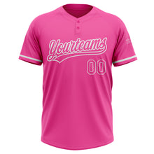 Laden Sie das Bild in den Galerie-Viewer, Custom Pink White Two-Button Unisex Softball Jersey
