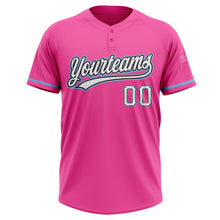Laden Sie das Bild in den Galerie-Viewer, Custom Pink White Black-Light Blue Two-Button Unisex Softball Jersey
