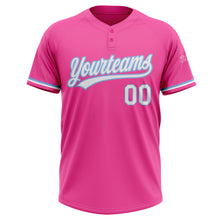 Laden Sie das Bild in den Galerie-Viewer, Custom Pink White-Light Blue Two-Button Unisex Softball Jersey
