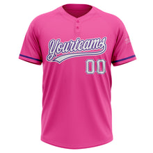 Laden Sie das Bild in den Galerie-Viewer, Custom Pink White-Purple Two-Button Unisex Softball Jersey
