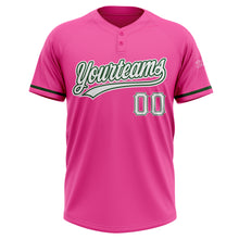 Load image into Gallery viewer, Custom Pink White-Green Two-Button Unisex Softball Jersey
