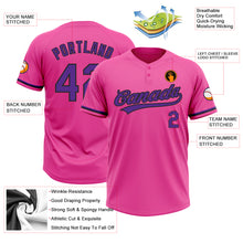 Laden Sie das Bild in den Galerie-Viewer, Custom Pink Purple-Black Two-Button Unisex Softball Jersey
