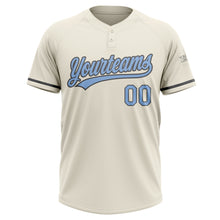 Load image into Gallery viewer, Custom Cream Light Blue-Steel Gray Two-Button Unisex Softball Jersey
