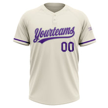 Laden Sie das Bild in den Galerie-Viewer, Custom Cream Purple-Gray Two-Button Unisex Softball Jersey
