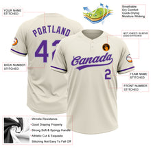 Laden Sie das Bild in den Galerie-Viewer, Custom Cream Purple-Gray Two-Button Unisex Softball Jersey
