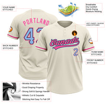 Load image into Gallery viewer, Custom Cream Light Blue Black-Pink Two-Button Unisex Softball Jersey
