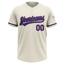 Laden Sie das Bild in den Galerie-Viewer, Custom Cream Purple-Black Two-Button Unisex Softball Jersey
