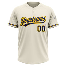 Laden Sie das Bild in den Galerie-Viewer, Custom Cream Navy-Yellow Two-Button Unisex Softball Jersey
