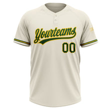 Laden Sie das Bild in den Galerie-Viewer, Custom Cream Green-Yellow Two-Button Unisex Softball Jersey
