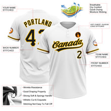 Laden Sie das Bild in den Galerie-Viewer, Custom White Black-Gold Two-Button Unisex Softball Jersey
