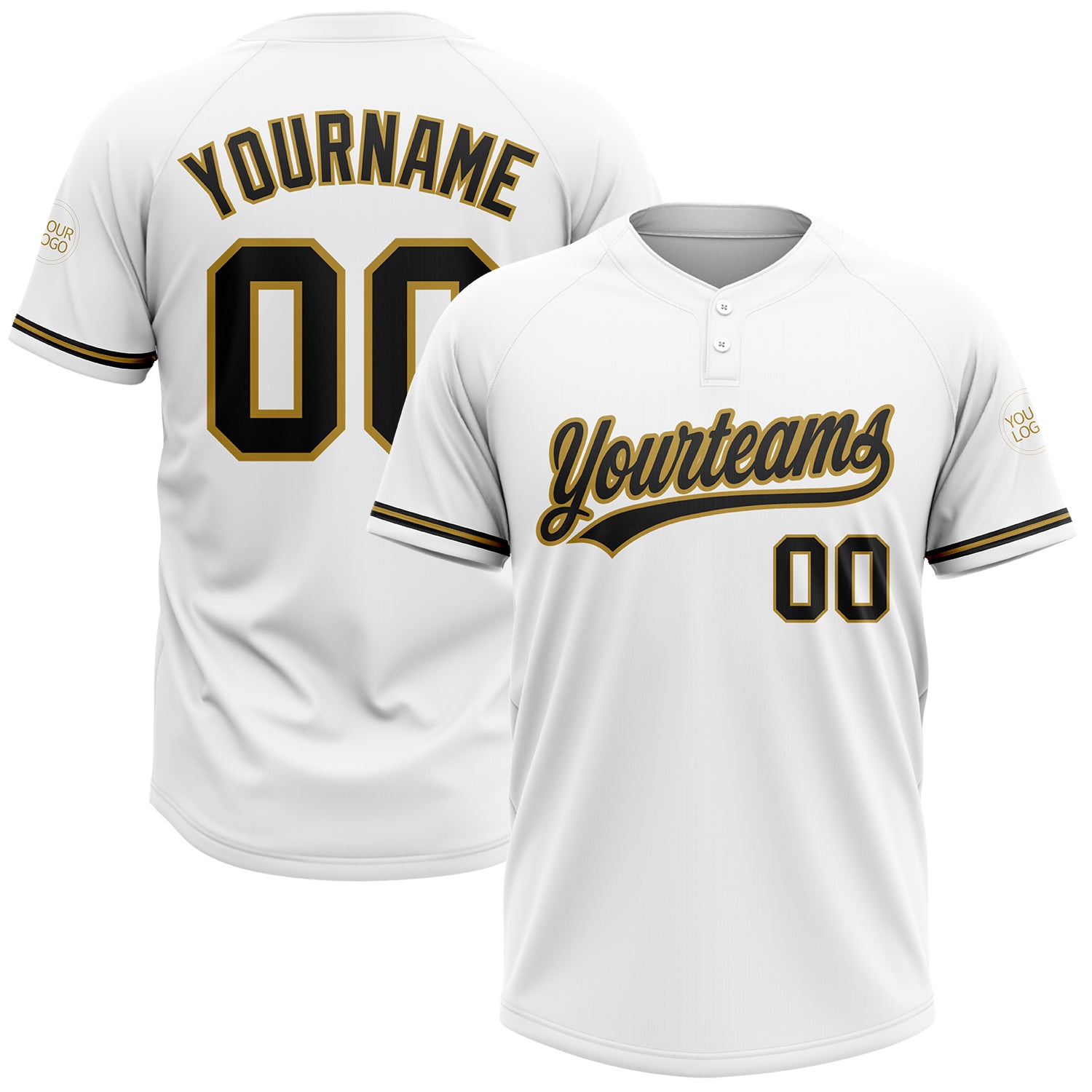 Custom White Black-Old Gold Two-Button Unisex Softball Jersey Discount –  snapmade