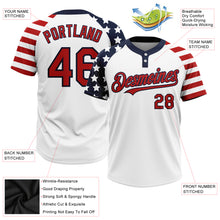 Laden Sie das Bild in den Galerie-Viewer, Custom White Red-Navy 3D American Flag Fashion Two-Button Unisex Softball Jersey
