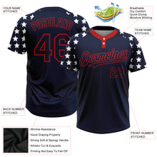 Laden Sie das Bild in den Galerie-Viewer, Custom Navy Red-White 3D American Flag Fashion Two-Button Unisex Softball Jersey
