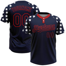 Laden Sie das Bild in den Galerie-Viewer, Custom Navy Red-White 3D American Flag Fashion Two-Button Unisex Softball Jersey
