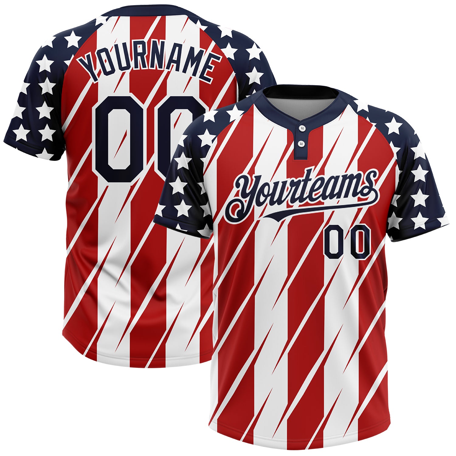 red white and blue softball jerseys