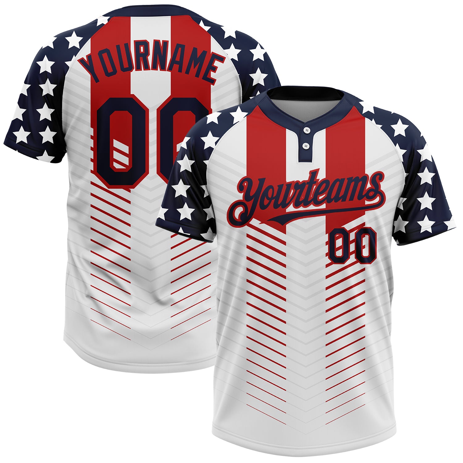 red white and blue softball jerseys