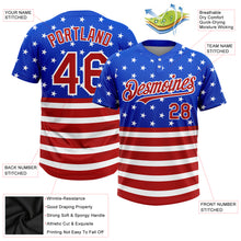 Laden Sie das Bild in den Galerie-Viewer, Custom Royal Red-White 3D American Flag Fashion Two-Button Unisex Softball Jersey
