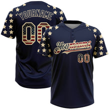 Загрузить изображение в средство просмотра галереи, Custom Navy Vintage USA Flag-Cream 3D American Flag Fashion Two-Button Unisex Softball Jersey
