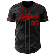 Laden Sie das Bild in den Galerie-Viewer, Custom Black Steel Gray Splash Ink Red Authentic Baseball Jersey
