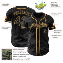 Laden Sie das Bild in den Galerie-Viewer, Custom Black Steel Gray Splash Ink Old Gold Authentic Baseball Jersey
