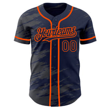 Laden Sie das Bild in den Galerie-Viewer, Custom Navy Steel Gray Splash Ink Orange Authentic Baseball Jersey
