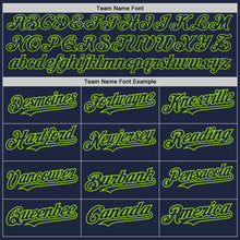 Load image into Gallery viewer, Custom Navy Steel Gray Splash Ink Neon Green Authentic Baseball Jersey
